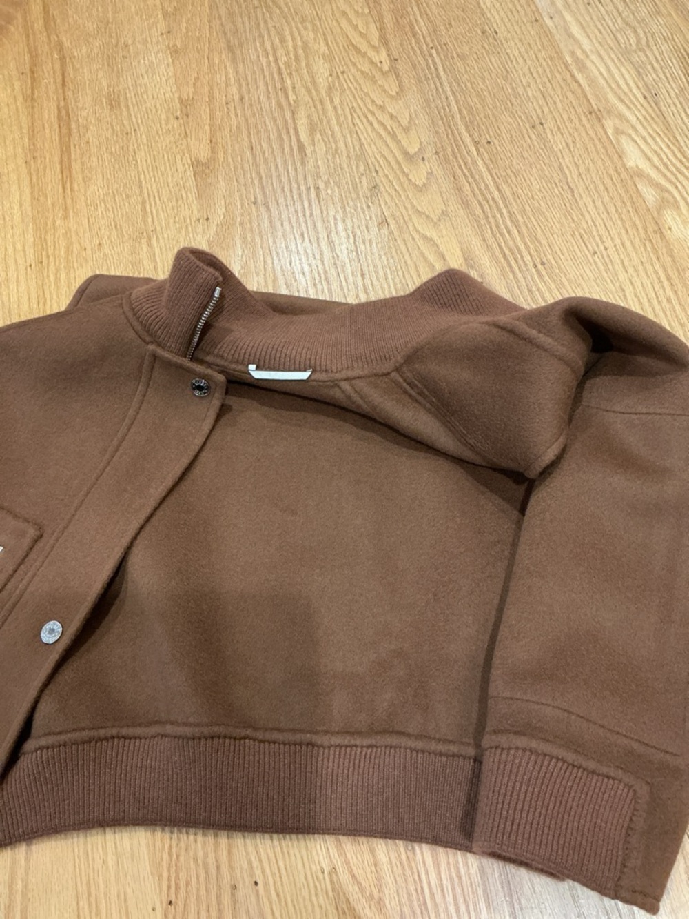 NWOT Hermes Brown Cashmere Sleeveless Zip-Up Funnel Neck Vest, Size 36 = S - Picture 9 of 9